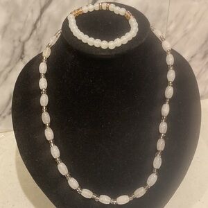 Elegant Beaded clear quartz Necklace & bracelet